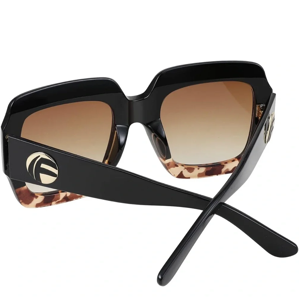 Oversized  TRENDY BLACK & LEOPARD VENICE Sunglasses * NEW *